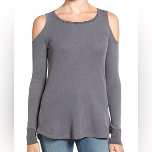 Splendid Gray Cold Shoulder Long Sleeve Top